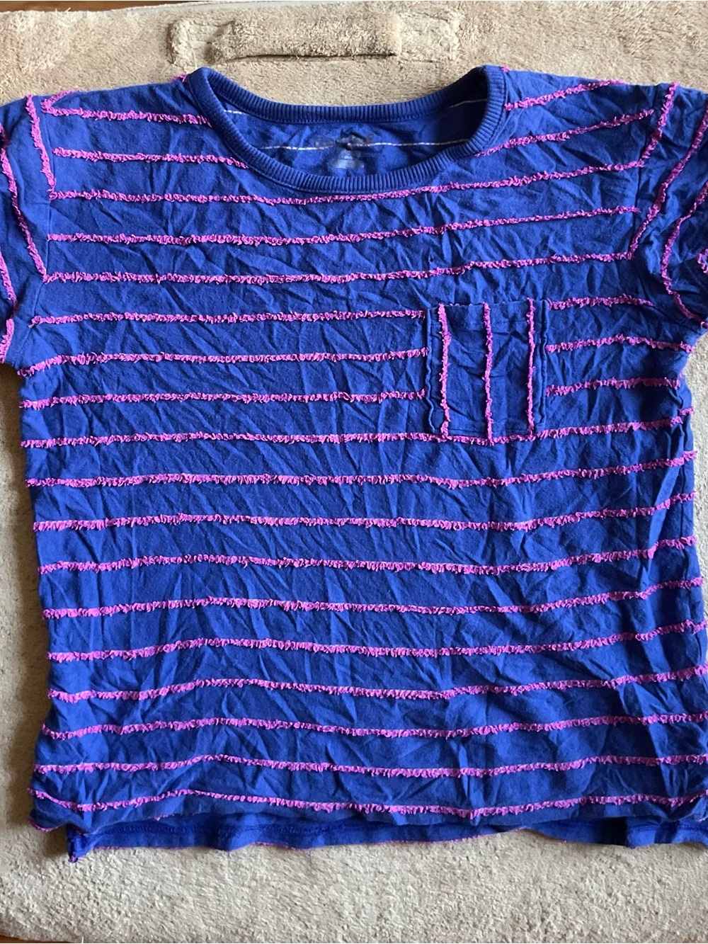 Cat & Jack Purple Tee with Pink Textured Stripes